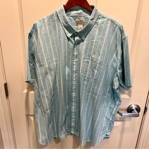 L.L. Bean Men's Signature Stretch Poplin Shirt Short-Sleeve Blue Stripe XXXL 3XL